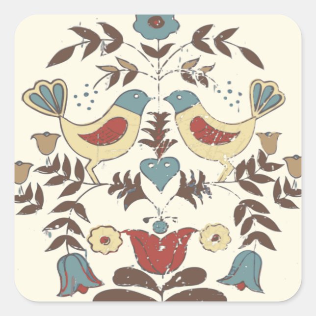 Sticker Carré SYMBOLE Hex Amish néerlandais Pennsylvanie Bird Am (Devant)