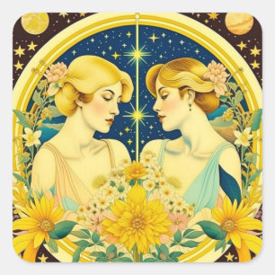 Sticker Carré SYMBOLE Horoscope Gemini Twins Ethereal Art