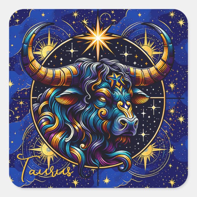 Sticker Carré SYMBOLE Horoscope Taurus Zodiaque Astrologie (Devant)