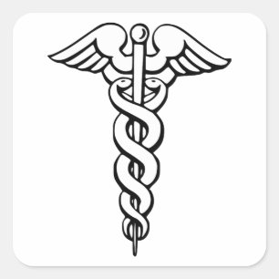Sticker Carré Symbole Médicale de Caduceus