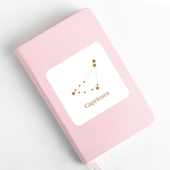 Sticker Carré Symbole moderne Zodiac Capricorne d'or | Élément T (Créateur téléchargé)