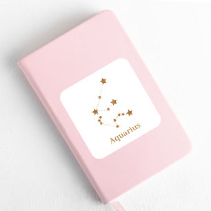 Sticker Carré Symbole moderne Zodiac Gold Aquarius   Air de l'él