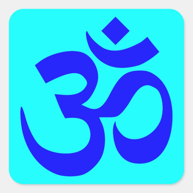 Sticker Carré Symbole Om Aqua et Bleu (Devant)