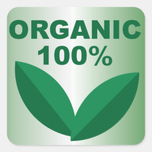 Sticker Carré Symbole organique   Panneau biologique   Aliments
