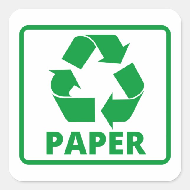 Sticker Carré Symbole papier recyclé classique (Devant)