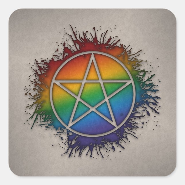 Sticker Carré Symbole Pentacle arc-en-ciel de la fierté LGBTQ Pa (Devant)