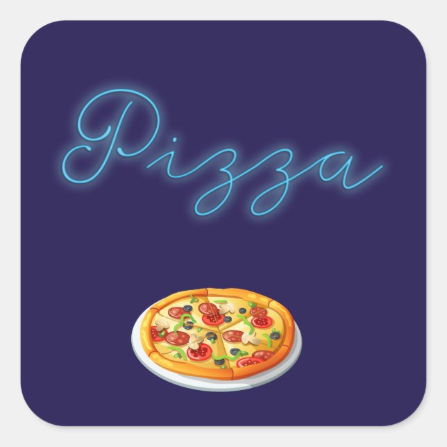 Sticker Carré SYMBOLE Pizza Neon Glow (Devant)