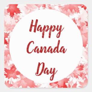 Sticker Carré Symbole Rouge Feuille d'érable Canada Emblème logo