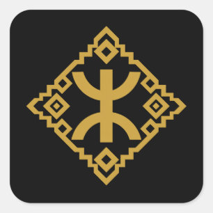 Sticker Carré Symbole Yaz Amazigh Emblème Géométrique Or