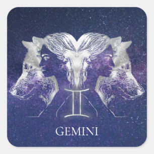 Sticker Carré Symbole Zodiac Sky Gemini de la Voie Lactée