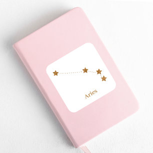 Sticker Carré SYMBOLE Zodiaque moderne Gold Aries   Incendie d'é