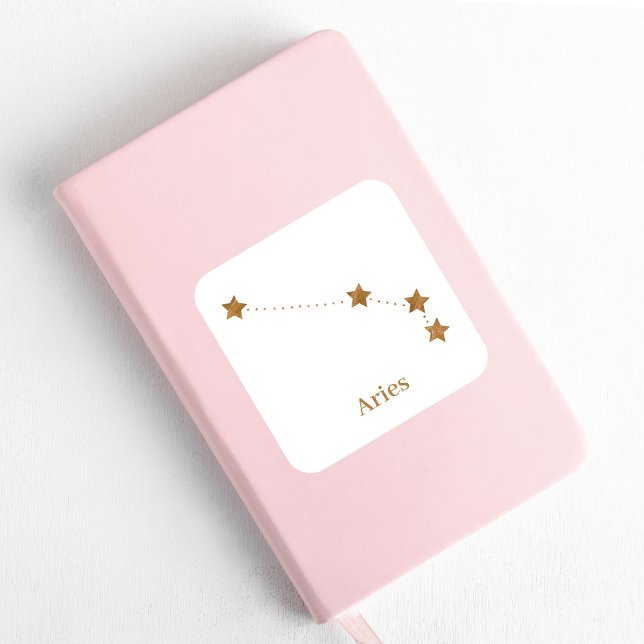 Sticker Carré SYMBOLE Zodiaque moderne Gold Aries | Incendie d'é (Créateur téléchargé)