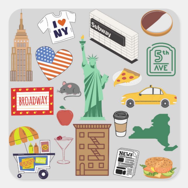 Sticker Carré Symboles de la ville de New York (Devant)