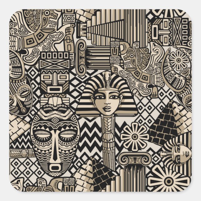 Sticker Carré Symboles historiques anciens Style de tatouage (Devant)