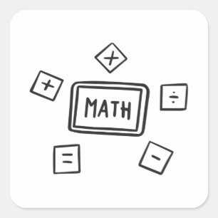 Sticker Carré Symboles mathématiques pour enfants