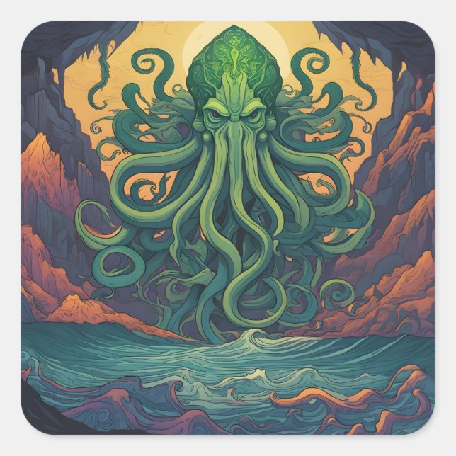 Sticker Carré Symbolisme mystique de Cthulhu (Devant)