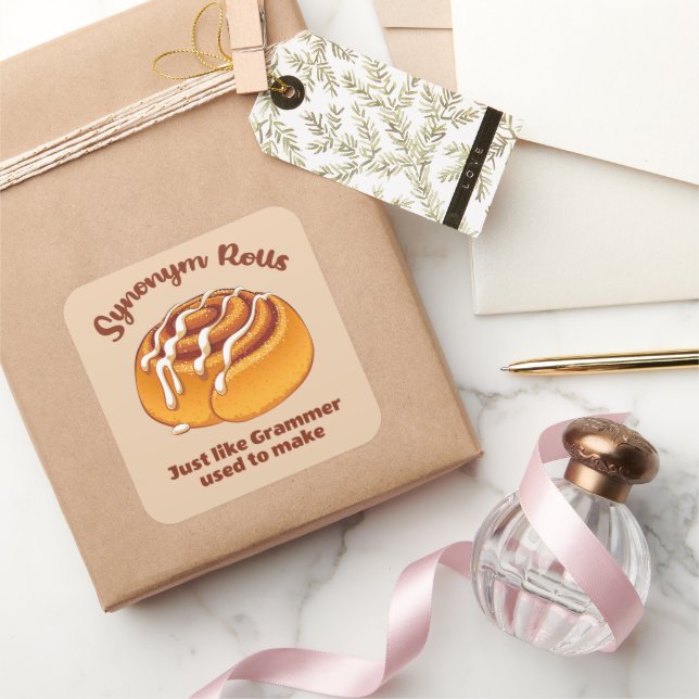 Sticker Carré Synonym Rolls Comme Grammer Utilisé Pour Faire (Cadeaux)