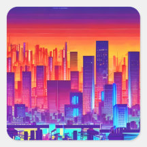 Synthwave/Cyberpunk City au coucher du soleil