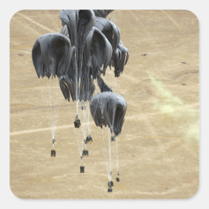 Sticker Carré Système de livraison de conteneurs paquets parachu