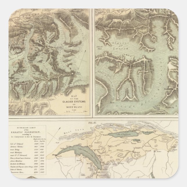 Sticker Carré Systèmes glaciaires des Alpes (Devant)