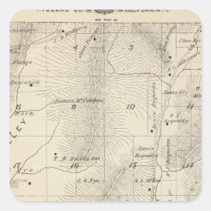 Sticker Carré T17S R27E Tulare Comté Plan de section