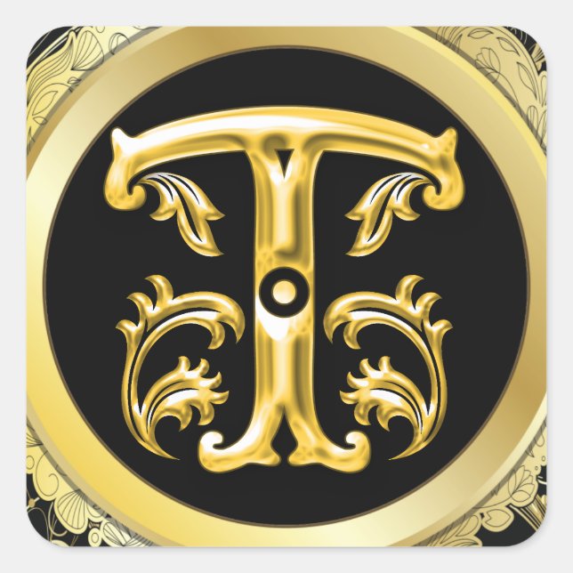 Sticker Carré T initial en or (Devant)