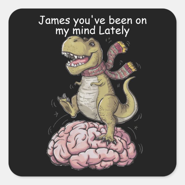 Sticker Carré T-Rex debout sur le cerveau (Devant)