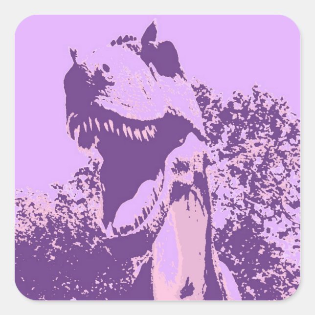 Sticker Carré T-Rex Dinosaure Violet (Devant)