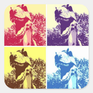 Sticker Carré T-Rex Pop Art