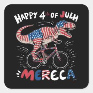 Sticker Carré T-Rex portant les couleurs du drapeau américain_2