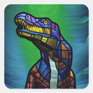 Sticker Carré T-Rex Roi Des Dinosaures