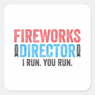 Sticker Carré T-Shirt 4 juillet Directeur de Fireworks