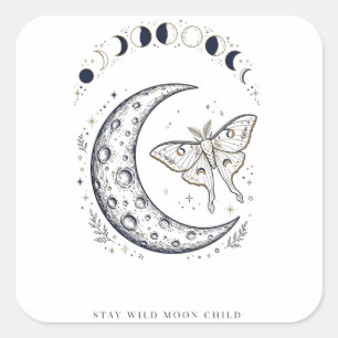 Sticker Carré T-Shirt Céleste Enfant de la Lune Sauvage Lune B