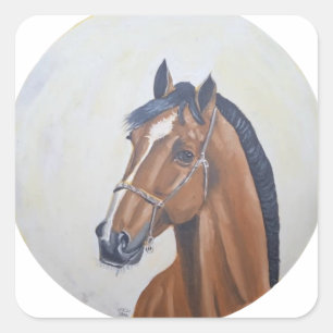 Sticker Carré T-Shirt Portrait de Cheval Majestueux