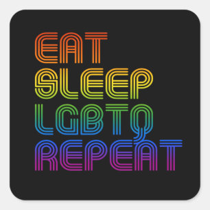 Sticker Carré T-shirt Répéter le LGBTQ du sommeil