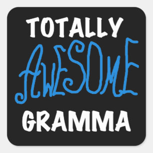 Sticker Carré T-shirts et cadeaux bleu Gramma absolument géniaux