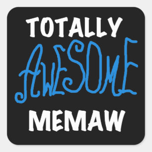 Sticker Carré T-shirts et cadeaux bleu Memaw absolument géniaux