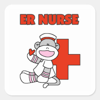 Sticker Carré T-shirts et cadeaux de l'infirmière de singe de ch