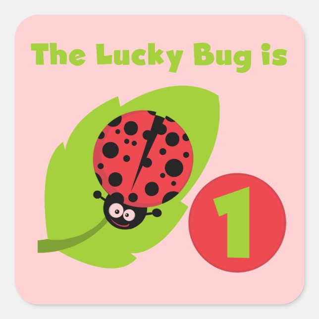 Sticker Carré T-shirts et cadeaux Lucky Bug 1er anniversaire (Devant)