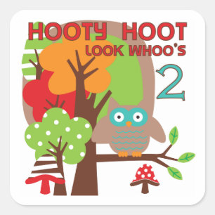 Sticker Carré T-shirts et cadeaux Owl 2nd Birthday