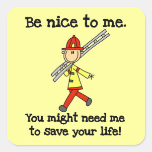 Sticker Carré T-shirts et Cadeaux pour Pompiers Sauvez Votre Vie