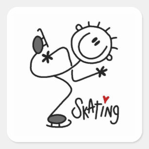 Sticker Carré T-shirts et cadeaux simples de patinage sur glace