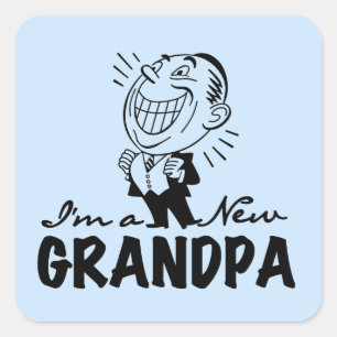 Sticker Carré T-shirts et cadeaux souriants New Grand-pa