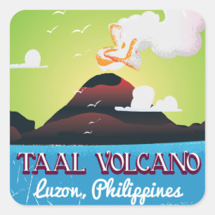 Sticker Carré Taal Volcano Volcan Philipp affiche de voyage vint