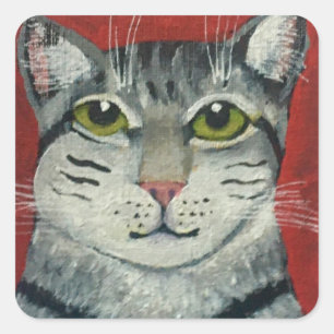 Sticker Carré Tabby Cat