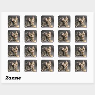 Sticker Carré Tabby chatte moelleux chatte bébé