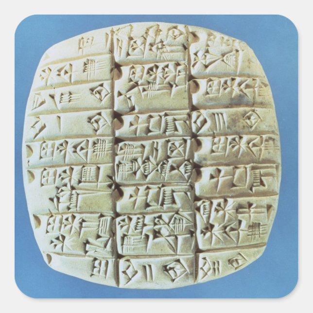 Sticker Carré Table des comptes avec script cuneiform, c.2400 BC (Devant)