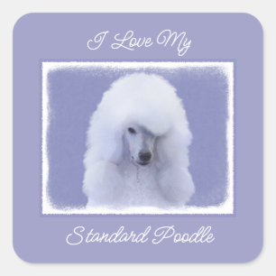 Sticker Carré Tableau blanc standard de caniche - Art original d