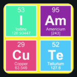 Sticker Carré Tableau chimique périodique des éléments : IAm CuT<br><div class="desc">"Tableau chimique périodique des éléments" dessins par EDDA Fröhlich / EDDArt | Pour plus d'idées et de designs, n'hésitez pas à m'écrire un e-mail : contact@eddart.de ou à jeter un oeil ici : www.zazzle.de/eddartiful* et ici, vous pouvez faire votre propre mot : www.zazzle.com/simply_ideas* | Exemple de mot : IAm CuTe...</div>