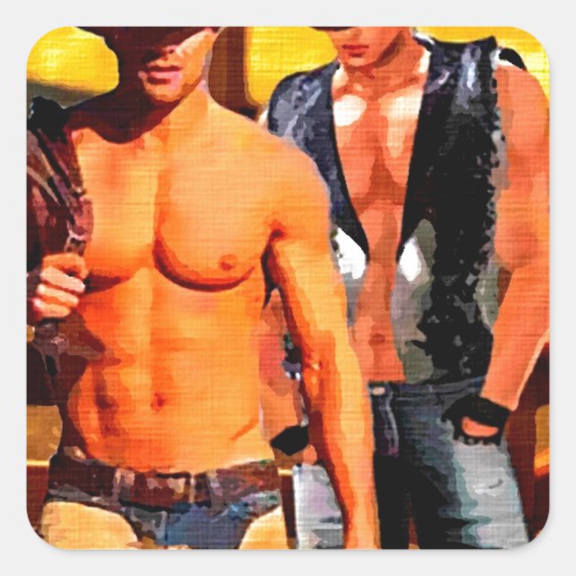 Sticker Carré Tableau : Cowboy Corral (Devant)